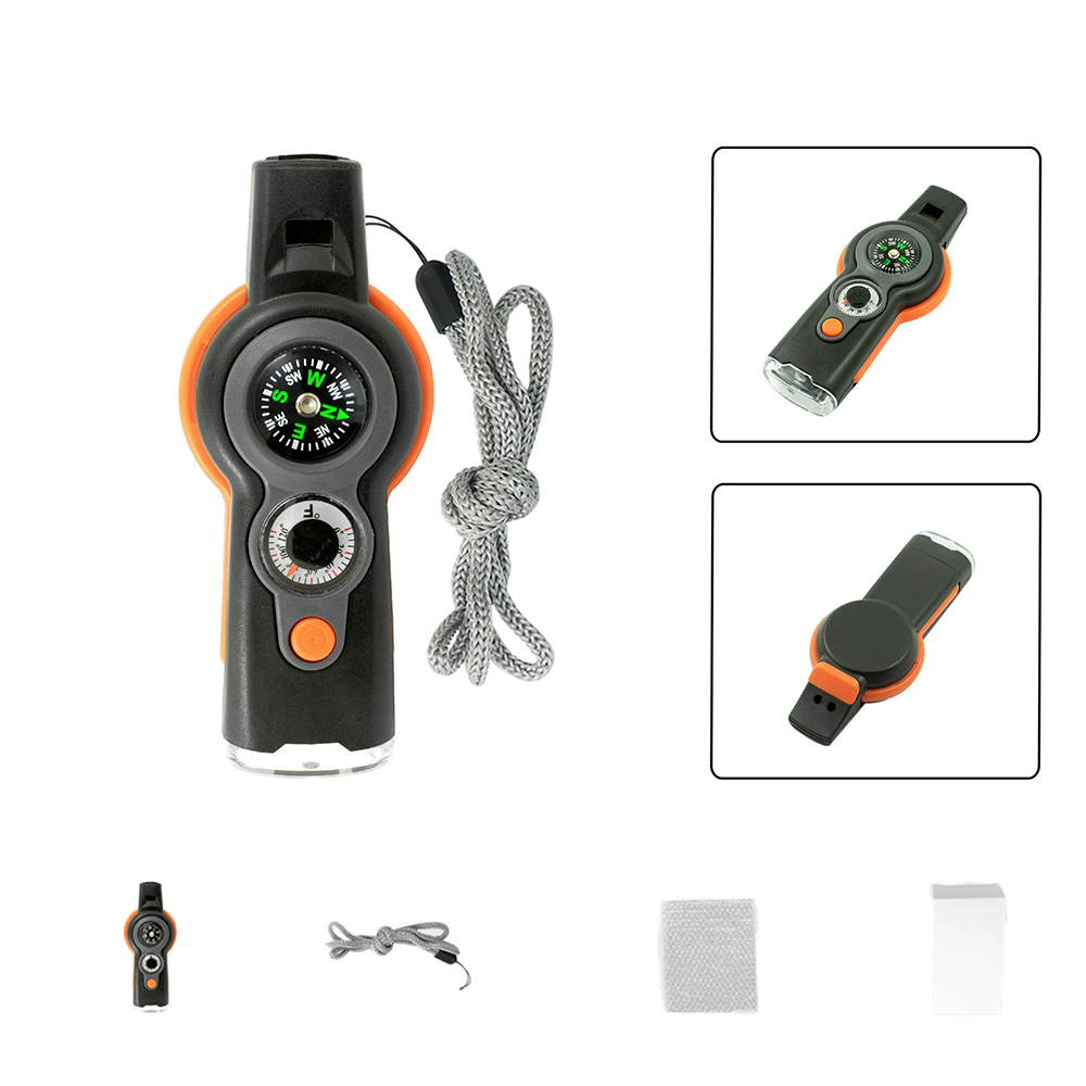 7-in-1 multifunctional survival whistle